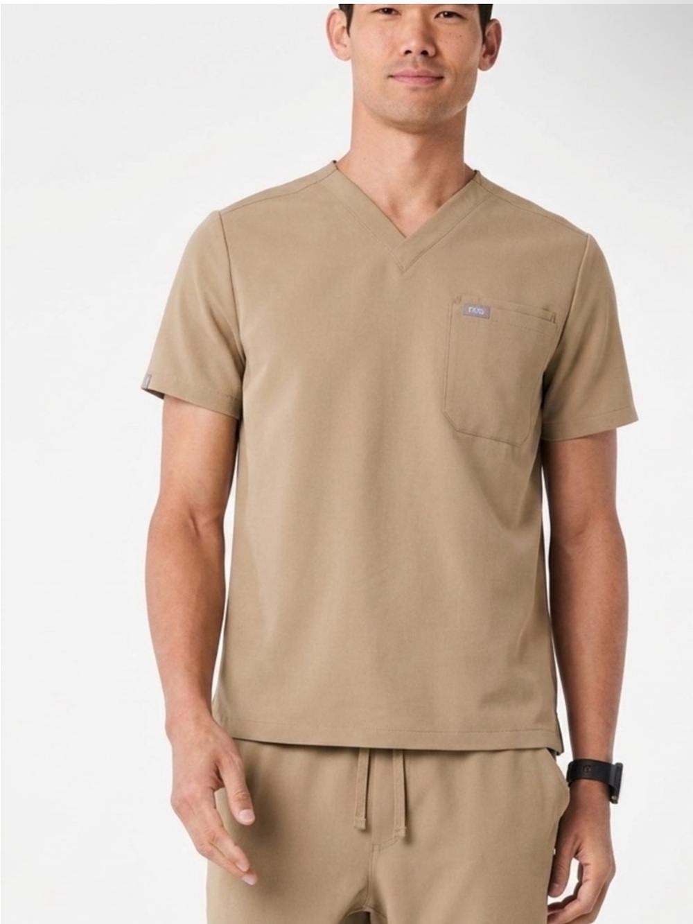 FIGS Men's Leon V-Neck Scrub Top in Khaki Boulder Colour #4994 size 3XL